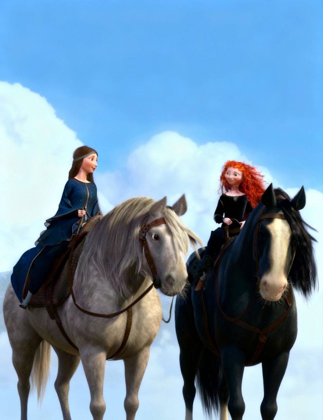 La reina Elinor y su hija cabalgando juntas